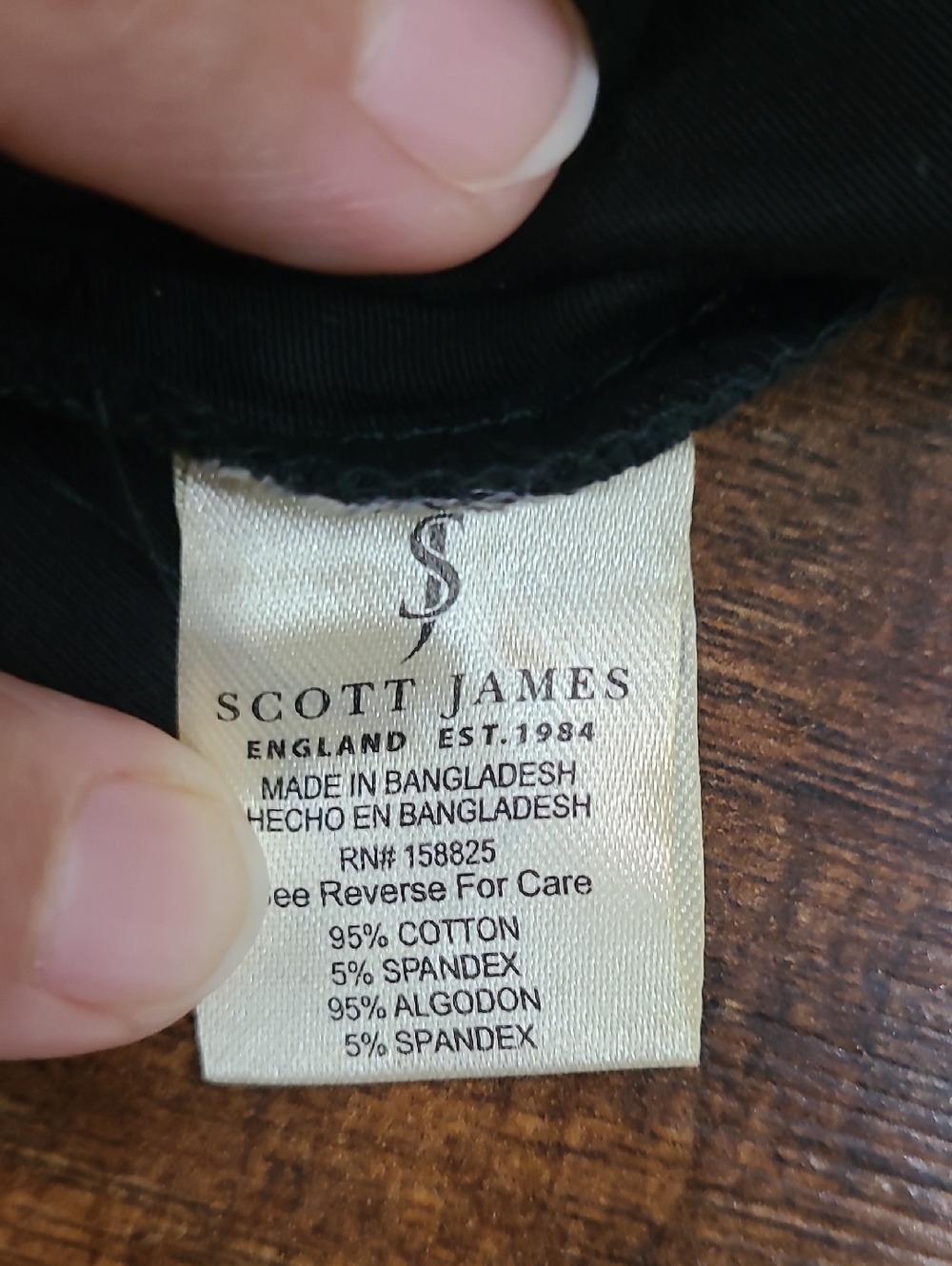 Scott James Black V-Neck Short Sleeve Men's Shirt with Contrast Trim Size Large - Picture 6 of 9